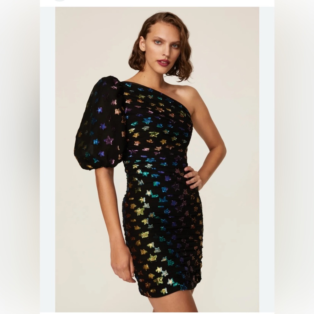 Shoshanna Black One Shoulder Bodycon Dress Cocktail